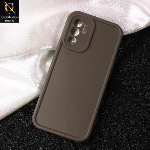 Oppo Reno 6 Cover - Brown -Soft Silicone Case With Round Bumper Matte TPU Shockproof Cover