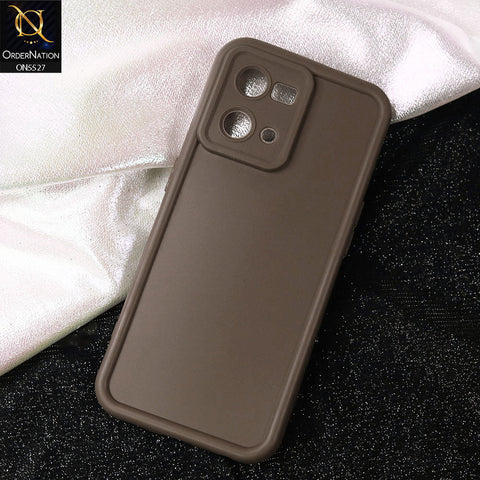 Oppo F21 Pro 4G Cover - Brown -Soft Silicone Case With Round Bumper Matte TPU Shockproof Cover