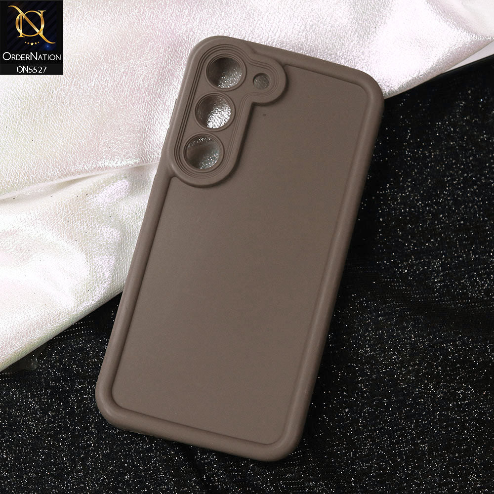Samsung Galaxy S23 Cover - Brown -Soft Silicone Case With Round Bumper Matte TPU Shockproof Cover