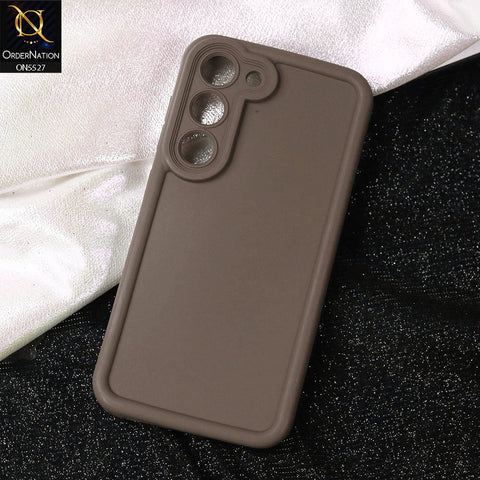 Samsung Galaxy S23 Cover - Brown -Soft Silicone Case With Round Bumper Matte TPU Shockproof Cover