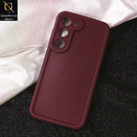 Samsung Galaxy S23 Cover - Maroon - Soft Silicone Case With Round Bumper Matte TPU Shockproof Cover