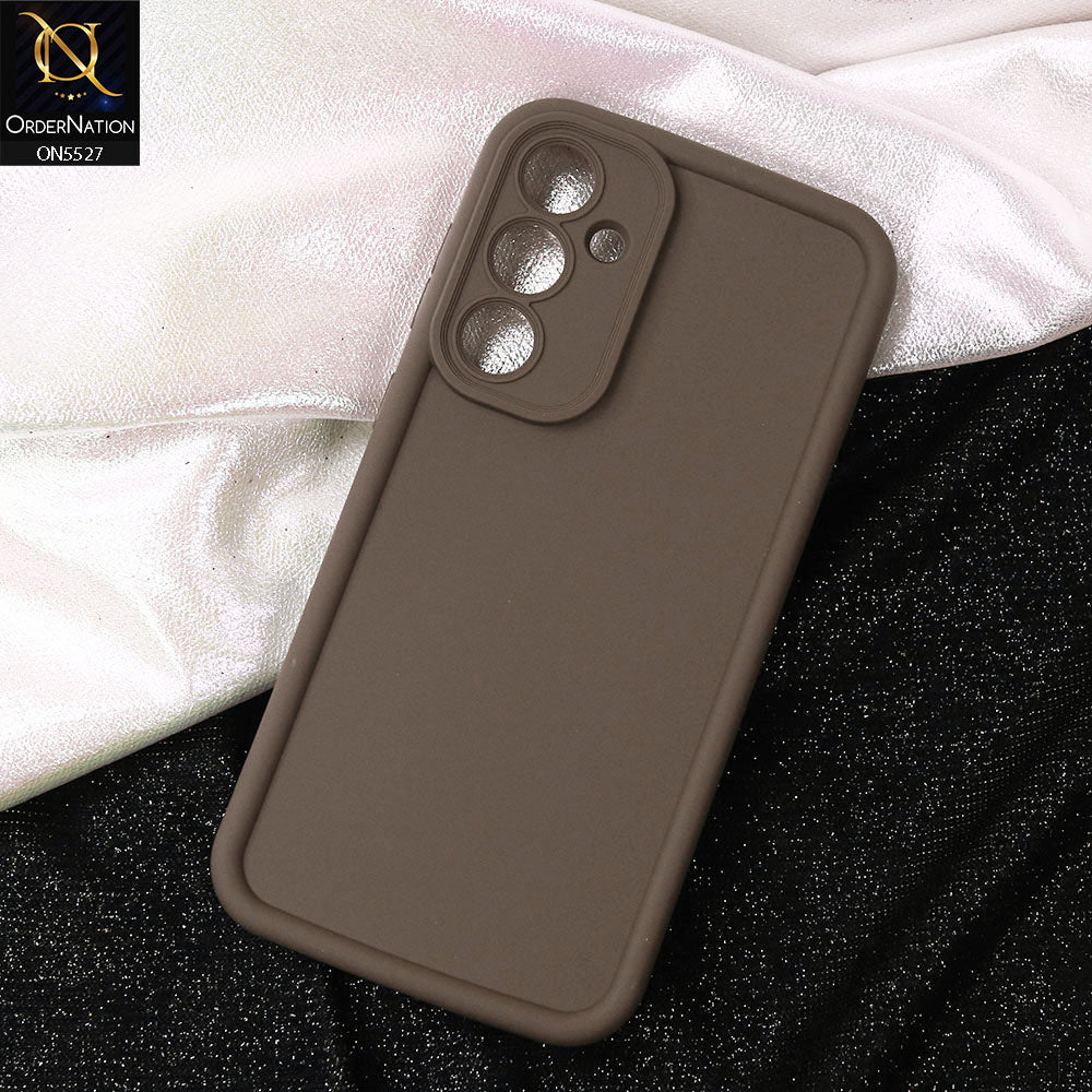 Samsung Galaxy S23 FE Cover - Brown -Soft Silicone Case With Round Bumper Matte TPU Shockproof Cover