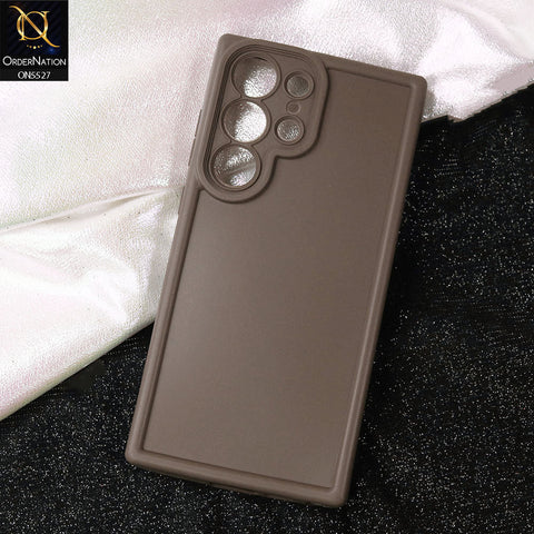 Samsung Galaxy S23 Ultra Cover - Brown -Soft Silicone Case With Round Bumper Matte TPU Shockproof Cover