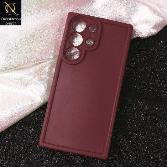 Samsung Galaxy S23 Ultra Cover - Maroon - Soft Silicone Case With Round Bumper Matte TPU Shockproof Cover