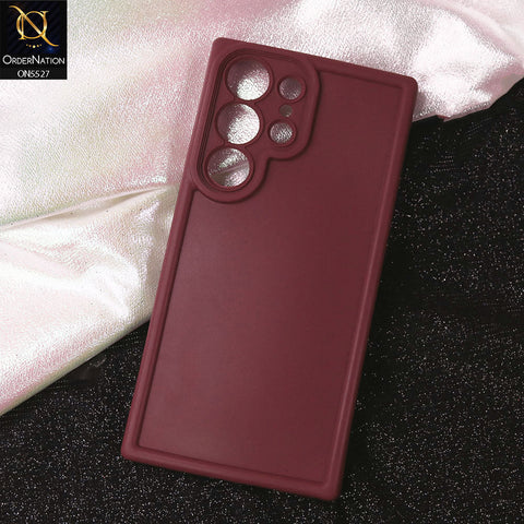 Samsung Galaxy S23 Ultra Cover - Maroon - Soft Silicone Case With Round Bumper Matte TPU Shockproof Cover