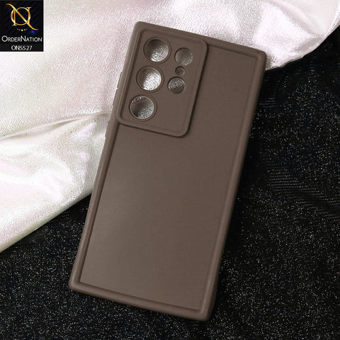 Samsung Galaxy S24 Ultra Cover - Brown -Soft Silicone Case With Round Bumper Matte TPU Shockproof Cover