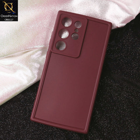 Samsung Galaxy S24 Ultra Cover - Maroon - Soft Silicone Case With Round Bumper Matte TPU Shockproof Cover