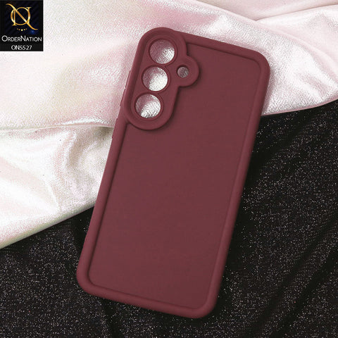 Samsung Galaxy S25 Cover - Maroon - Soft Silicone Case With Round Bumper Matte TPU Shockproof Cover