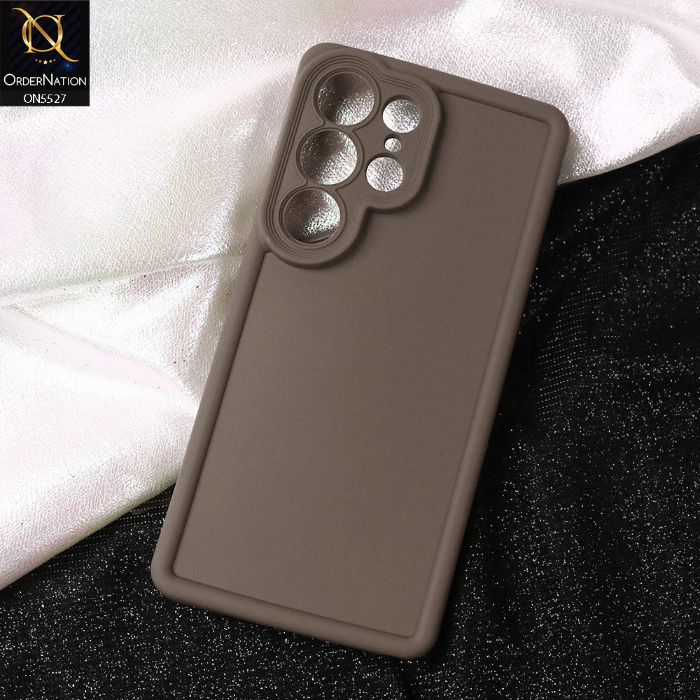 Samsung Galaxy S25 Ultra Cover - Brown -Soft Silicone Case With Round Bumper Matte TPU Shockproof Cover