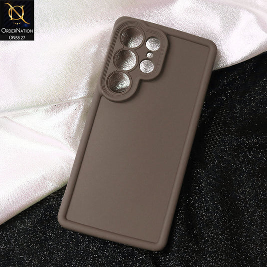 Samsung Galaxy S25 Ultra Cover - Brown -Soft Silicone Case With Round Bumper Matte TPU Shockproof Cover