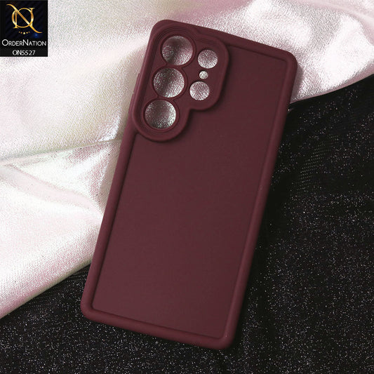 Samsung Galaxy S25 Ultra Cover - Maroon - Soft Silicone Case With Round Bumper Matte TPU Shockproof Cover