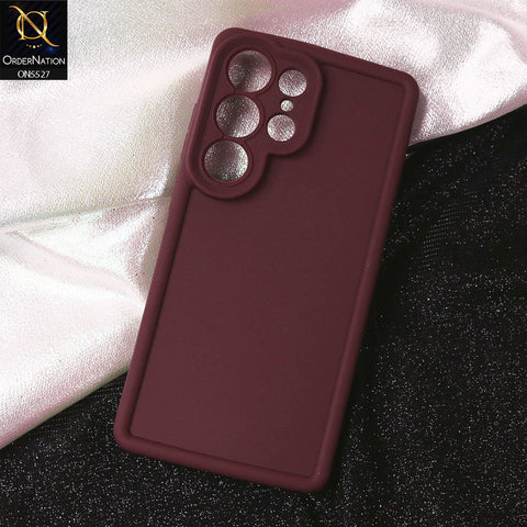 Samsung Galaxy S25 Ultra Cover - Maroon - Soft Silicone Case With Round Bumper Matte TPU Shockproof Cover