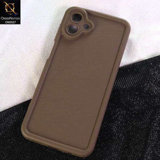 Samsung Galaxy F07 Cover - Brown - Soft Silicone Case With Round Bumper Matte TPU Shockproof Cover