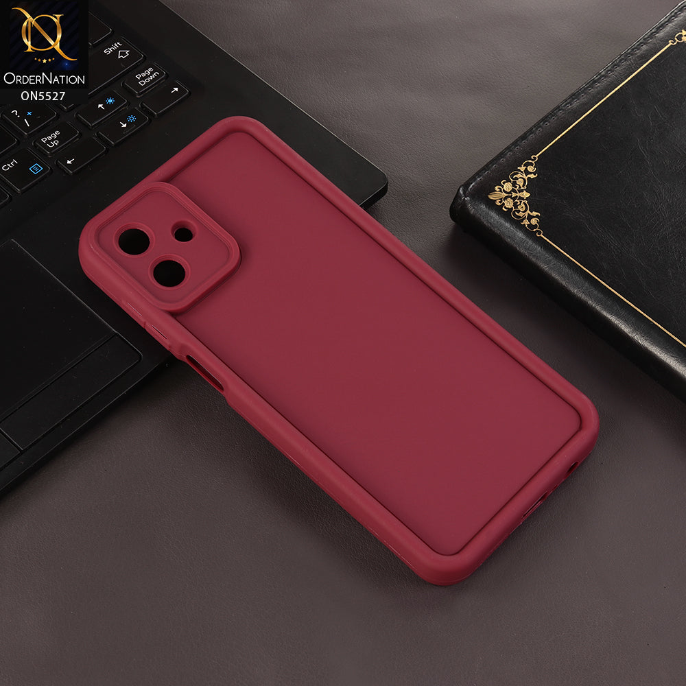 Samsung Galaxy M07 Cover - Mahroon - Soft Silicone Case With Round Bumper Matte TPU Shockproof Cover