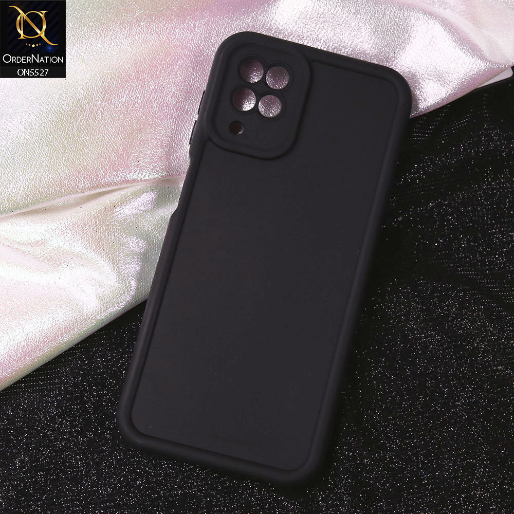 Samsung Galaxy A12 Cover - Black - Soft Silicone Case With Round Bumper Matte TPU Shockproof Cover
