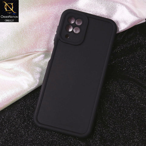 Samsung Galaxy A12 Cover - Black - Soft Silicone Case With Round Bumper Matte TPU Shockproof Cover