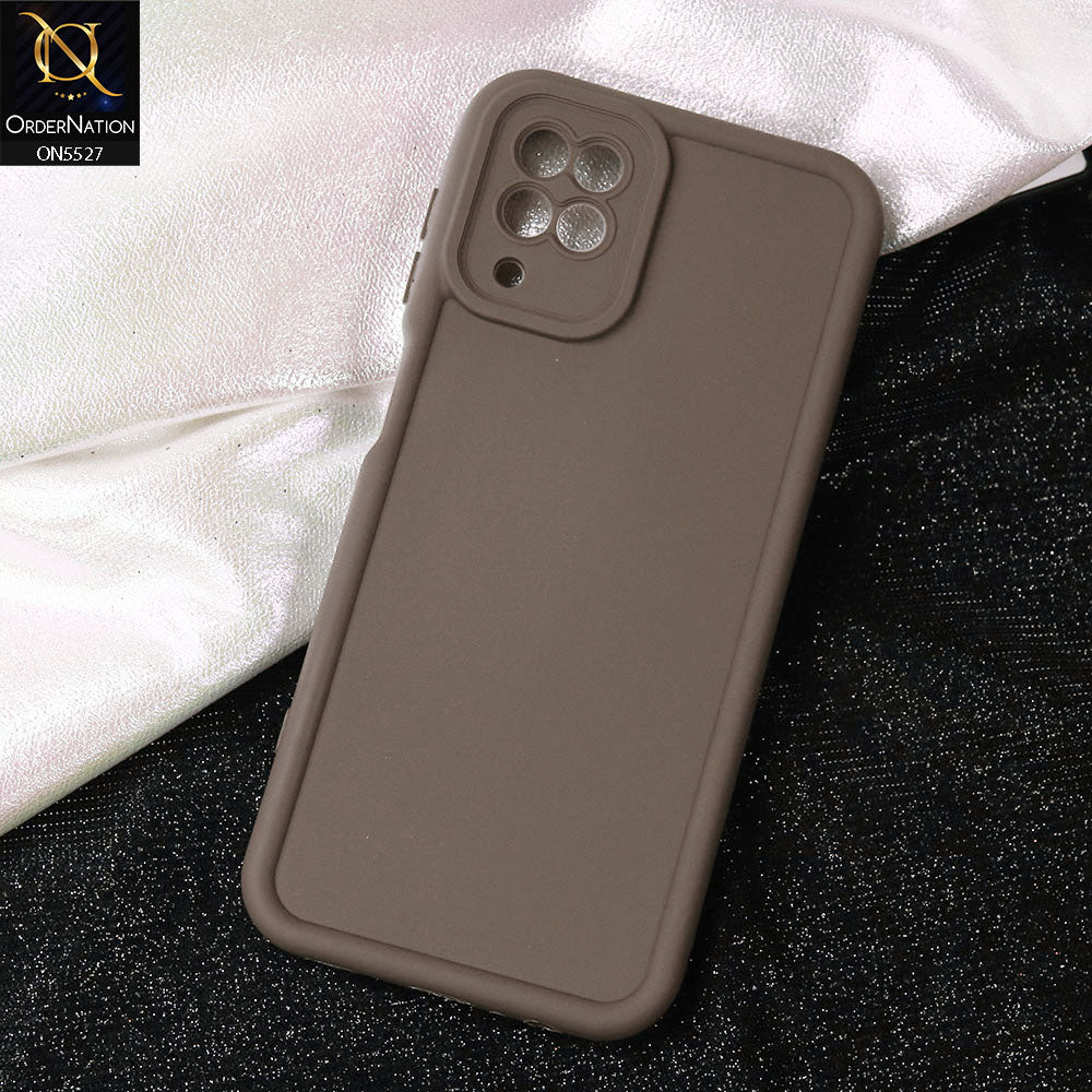 Samsung Galaxy A12 Cover - Brown -Soft Silicone Case With Round Bumper Matte TPU Shockproof Cover