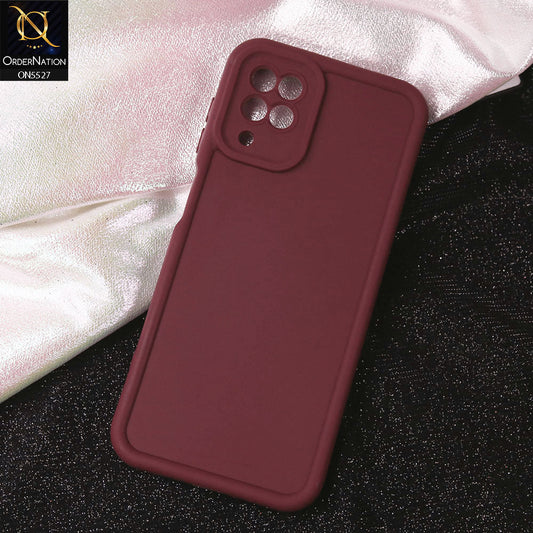 Samsung Galaxy A12 Cover - Maroon - Soft Silicone Case With Round Bumper Matte TPU Shockproof Cover