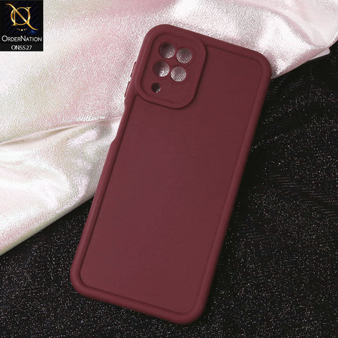 Samsung Galaxy A12 Cover - Maroon - Soft Silicone Case With Round Bumper Matte TPU Shockproof Cover