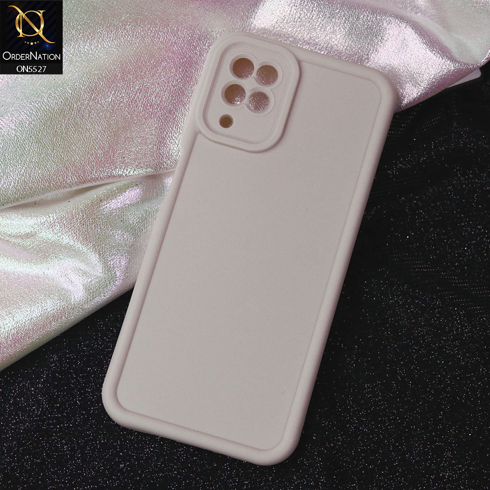 Samsung Galaxy A12 Cover - Off White -Soft Silicone Case With Round Bumper Matte TPU Shockproof Cover