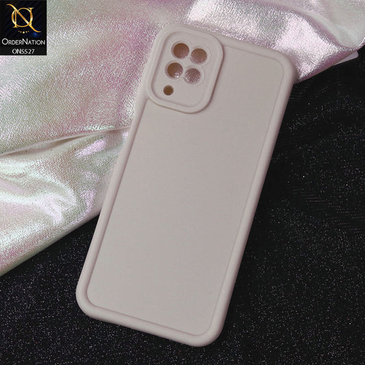 Samsung Galaxy A12 Cover - Off White -Soft Silicone Case With Round Bumper Matte TPU Shockproof Cover