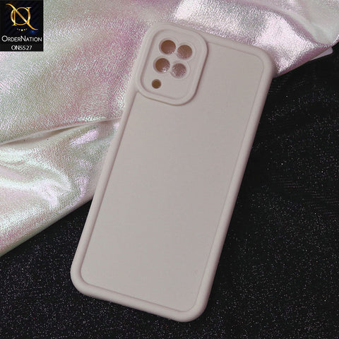 Samsung Galaxy A12 Cover - Off White -Soft Silicone Case With Round Bumper Matte TPU Shockproof Cover