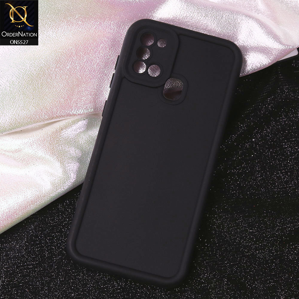 Samsung Galaxy A21s Cover - Black - Soft Silicone Case With Round Bumper Matte TPU Shockproof Cover