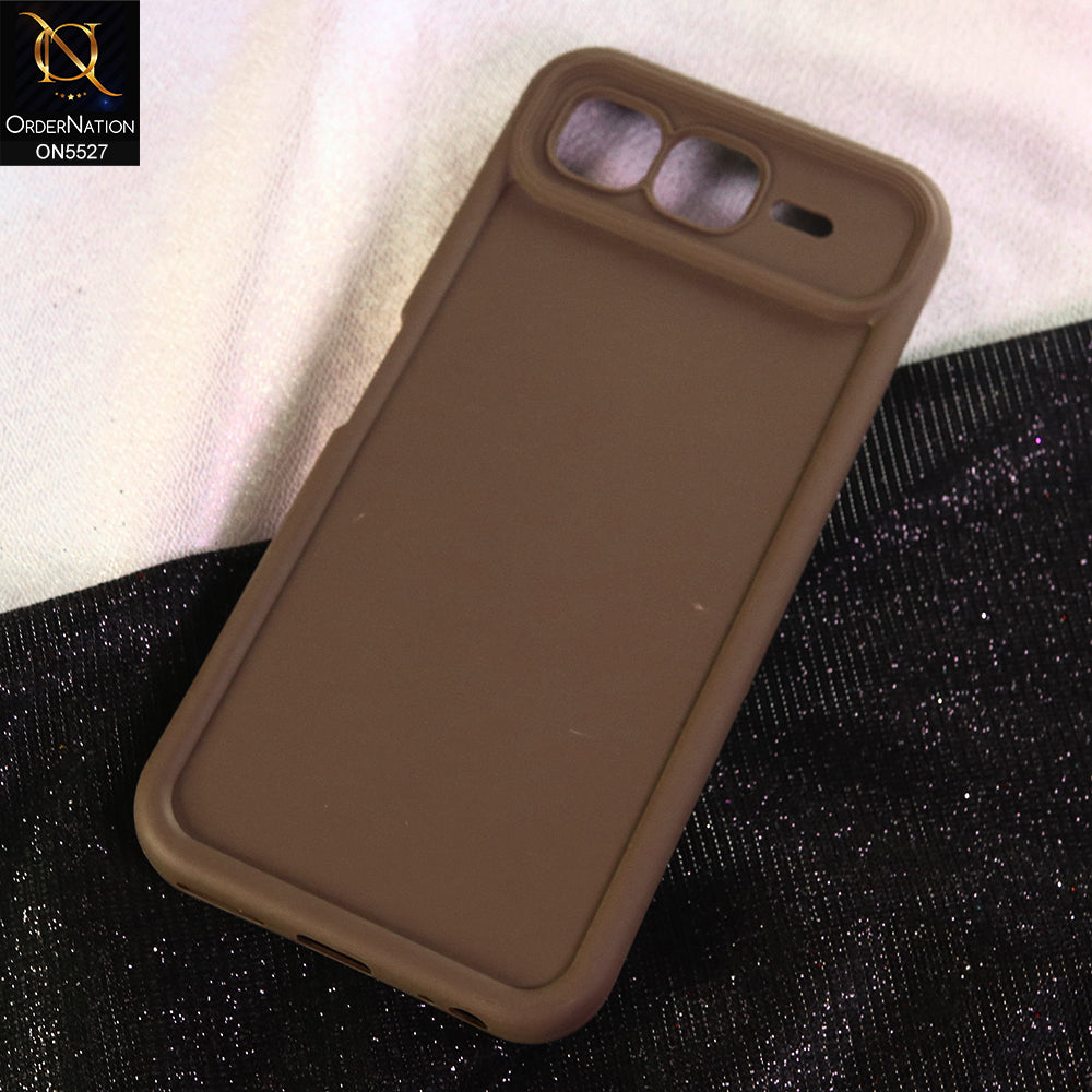 Infinix Smart 10 Plus Cover - Brown - Soft Silicone Case With Round Bumper Matte TPU Shockproof Cover
