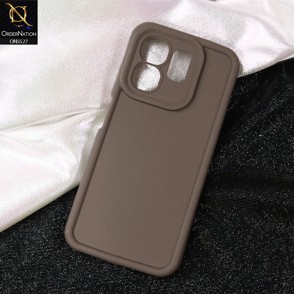 Infinix Hot 50i Cover - Brown -Soft Silicone Case With Round Bumper Matte TPU Shockproof Cover