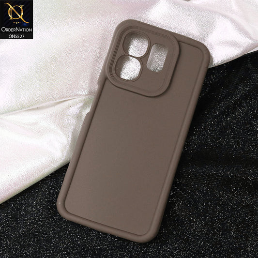 Infinix Hot 50i Cover - Brown -Soft Silicone Case With Round Bumper Matte TPU Shockproof Cover