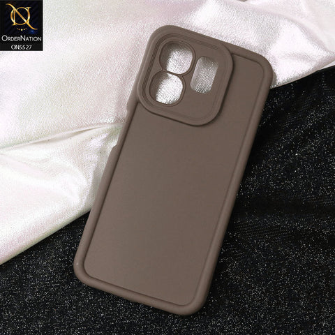 Infinix Hot 50i Cover - Brown -Soft Silicone Case With Round Bumper Matte TPU Shockproof Cover