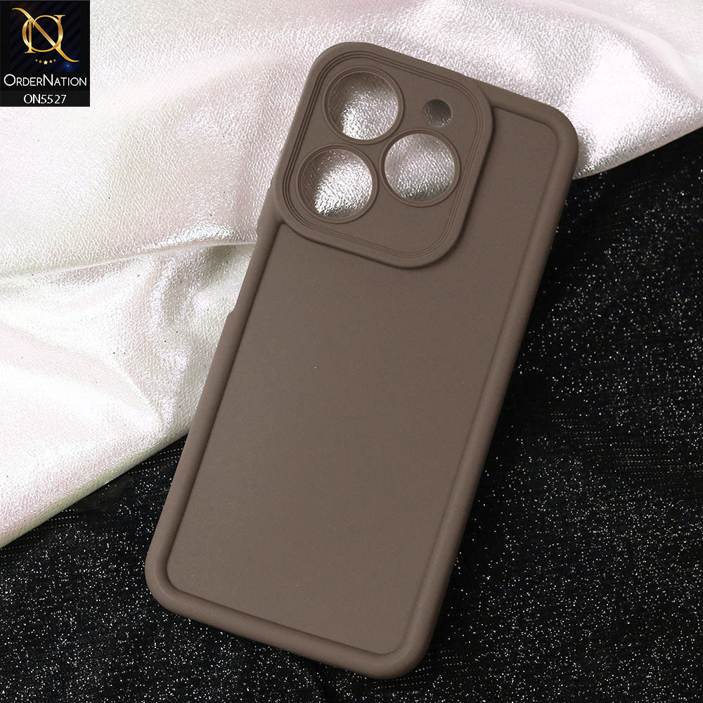 Tecno Spark 10 Cover - Brown -Soft Silicone Case With Round Bumper Matte TPU Shockproof Cover