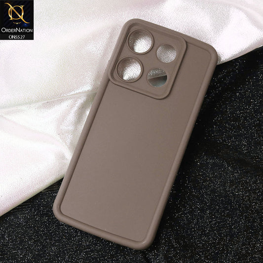 Infinix Hot 40i Cover - Brown -Soft Silicone Case With Round Bumper Matte TPU Shockproof Cover