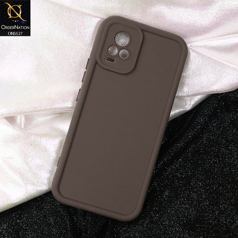 Vivo V21e Cover - Brown -Soft Silicone Case With Round Bumper Matte TPU Shockproof Cover
