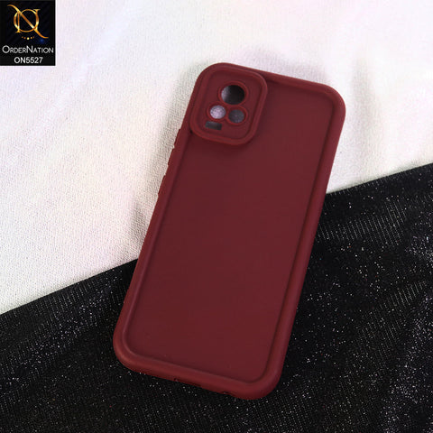 Vivo V21e Cover - Maroon - Soft Silicone Case With Round Bumper Matte TPU Shockproof Cover
