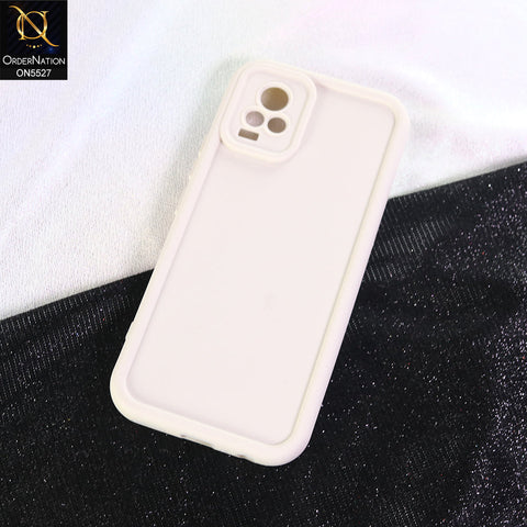 Vivo Y73 Cover - Off White - Soft Silicone Case With Round Bumper Matte TPU Shockproof Cover
