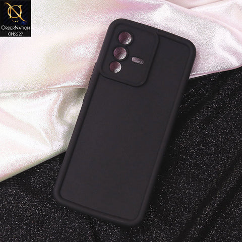 Vivo V23 5G Cover - Black - Soft Silicone Case With Round Bumper Matte TPU Shockproof Cover
