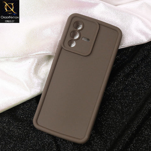 Vivo V23 5G Cover - Brown -Soft Silicone Case With Round Bumper Matte TPU Shockproof Cover
