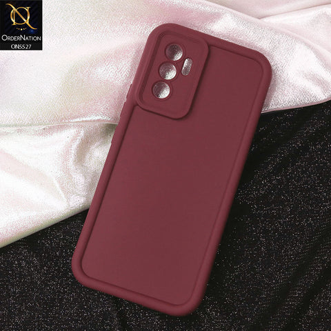 Vivo S10e Cover - Maroon - Soft Silicone Case With Round Bumper Matte TPU Shockproof Cover