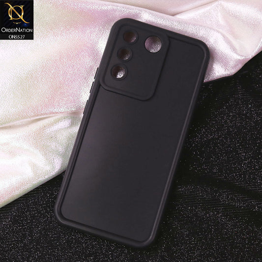 Vivo V27e Cover - Black - Soft Silicone Case With Round Bumper Matte TPU Shockproof Cover
