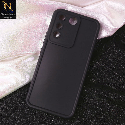 Vivo S16e Cover - Black - Soft Silicone Case With Round Bumper Matte TPU Shockproof Cover