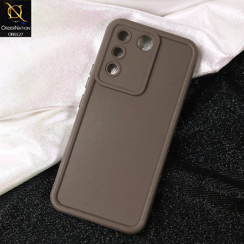 Vivo V27e Cover - Brown -Soft Silicone Case With Round Bumper Matte TPU Shockproof Cover
