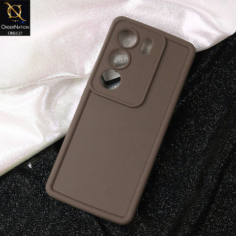 Vivo V29 Pro Cover - Brown -Soft Silicone Case With Round Bumper Matte TPU Shockproof Cover