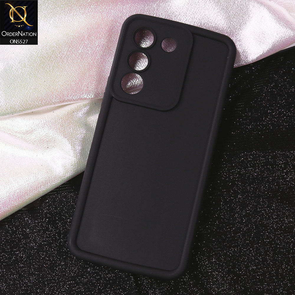 Vivo V29e Cover - Black - Soft Silicone Case With Round Bumper Matte TPU Shockproof Cover