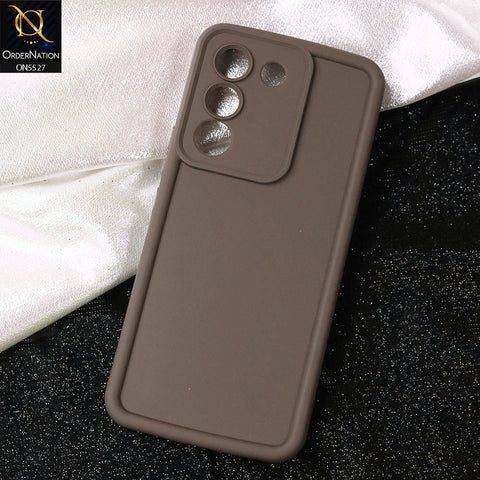Vivo V29e Cover - Brown -Soft Silicone Case With Round Bumper Matte TPU Shockproof Cover