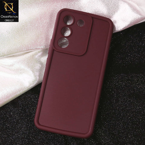 Vivo V29e Cover - Maroon - Soft Silicone Case With Round Bumper Matte TPU Shockproof Cover