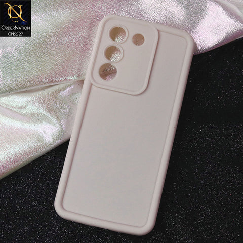 Vivo V29e Cover - Off White -Soft Silicone Case With Round Bumper Matte TPU Shockproof Cover