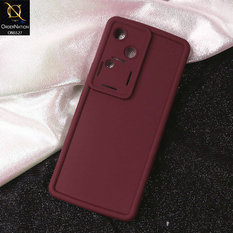Vivo S18 Cover - Maroon - Soft Silicone Case With Round Bumper Matte TPU Shockproof Cover