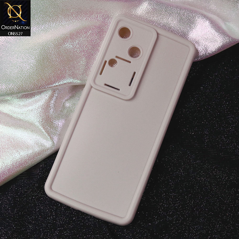 Vivo V30 Cover - Off White -Soft Silicone Case With Round Bumper Matte TPU Shockproof Cover