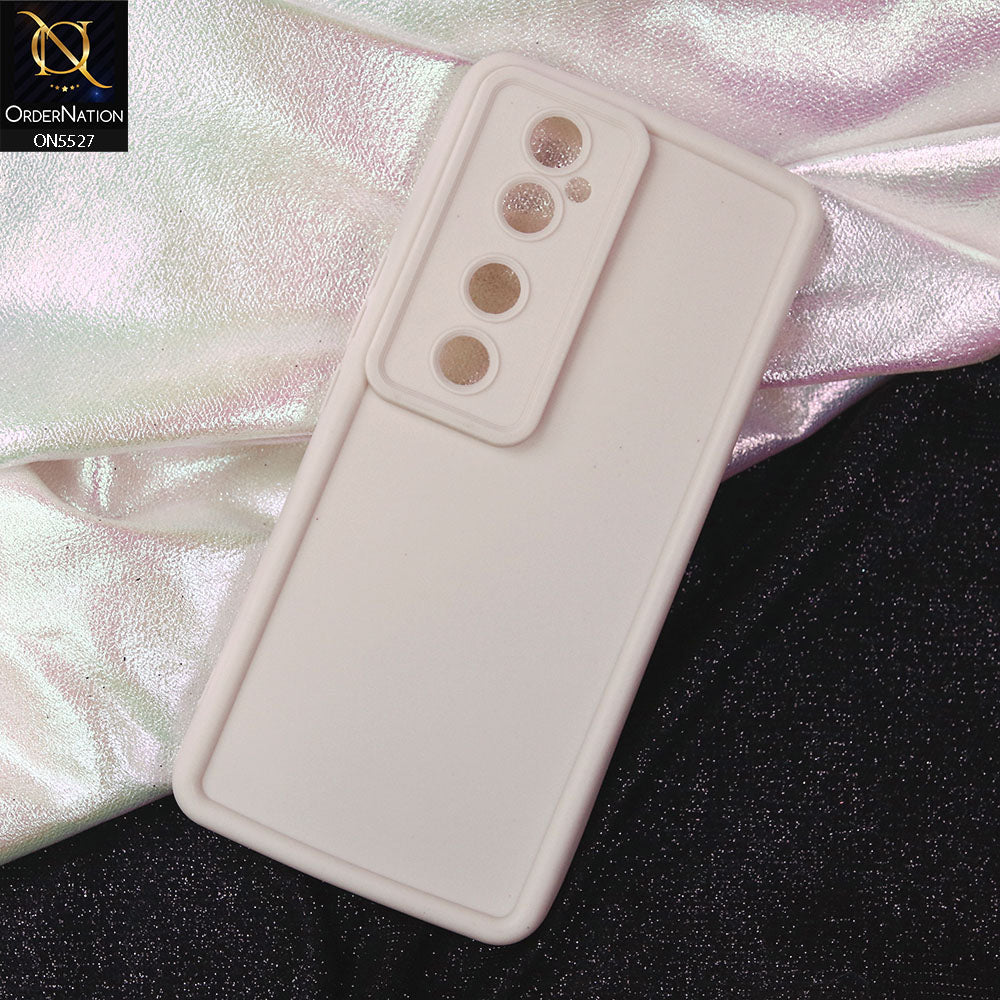 Vivo V40 Cover - Off White -Soft Silicone Case With Round Bumper Matte TPU Shockproof Cover